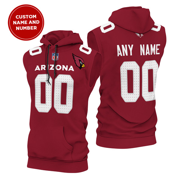 Men's Arizona Cardinals Customized Red Limited Edition Sleeveless Hoodie Men's Arizona Cardinals Customized Red Limited Edition Sleeveless Hoodie